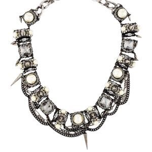 $978 Erickson Beamon Crystal Spike Pearl Punk Collar Statement Necklace